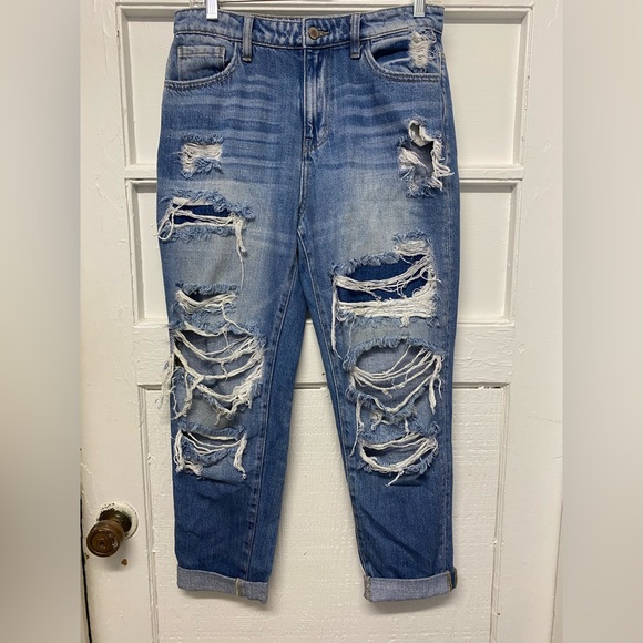 KanCan Denim - Kancan Ankle Ultra High Rise Taper Denim Jeans distressed Size 26